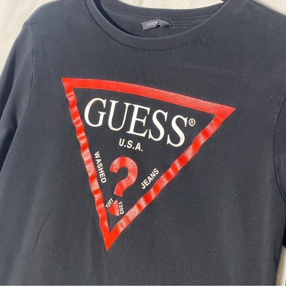 5/$25 Guess Black Vintage Feel Long Sleeve Crew Neck Logo T Shirt 16 - Picture 9 of 15
